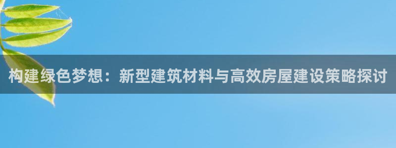 威九国际合作伙伴有哪些：构建绿色梦想：新型建筑材料与高效房屋建设策略探讨